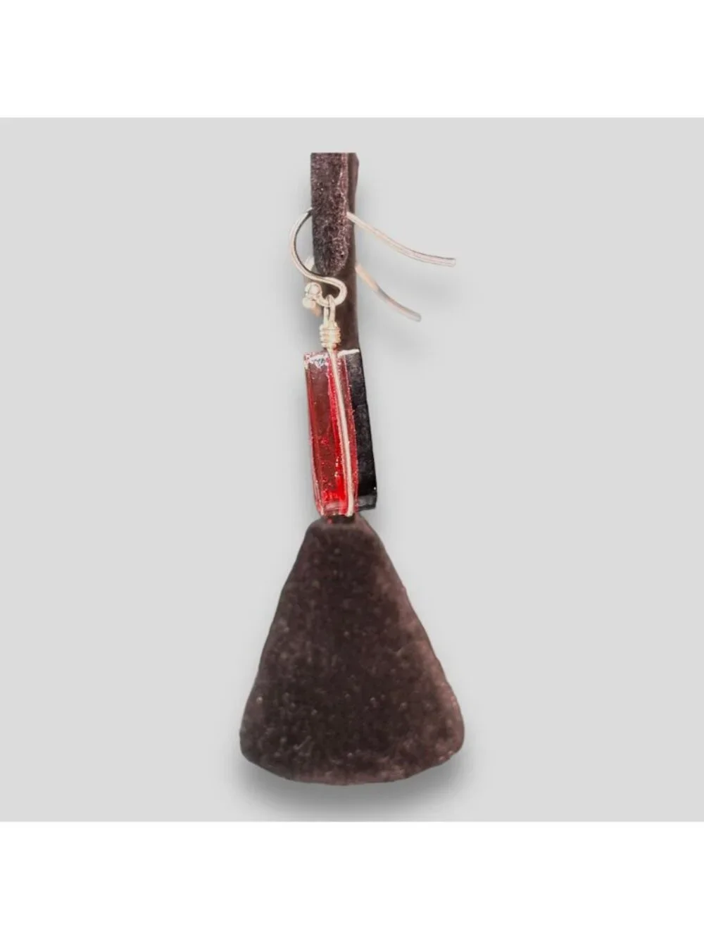 Handmade Red & Black Teardrop Dangle Earrings With Silver Hooks - Lightweight &